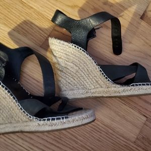 Soft leather wedge sandals